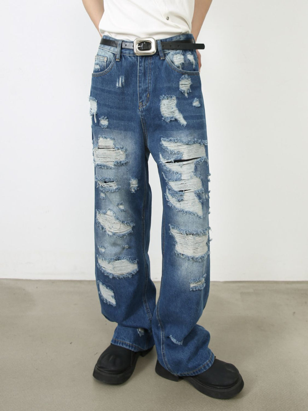 Men's Distressed Jeans with Pockets