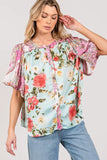 SAGE+FIG Plus Size Floral Mineral Wash French Terry Button Up Shirt