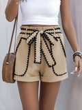 Perfee Tied Contrast Trim Shorts