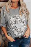 Stars Leopard Graphic Distressed T-Shirt
