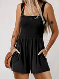 Full Size Smocked Wide Strap Romper Plus Size