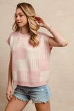 BiBi Checker With Stripes Pattern Sleeveless Sweater