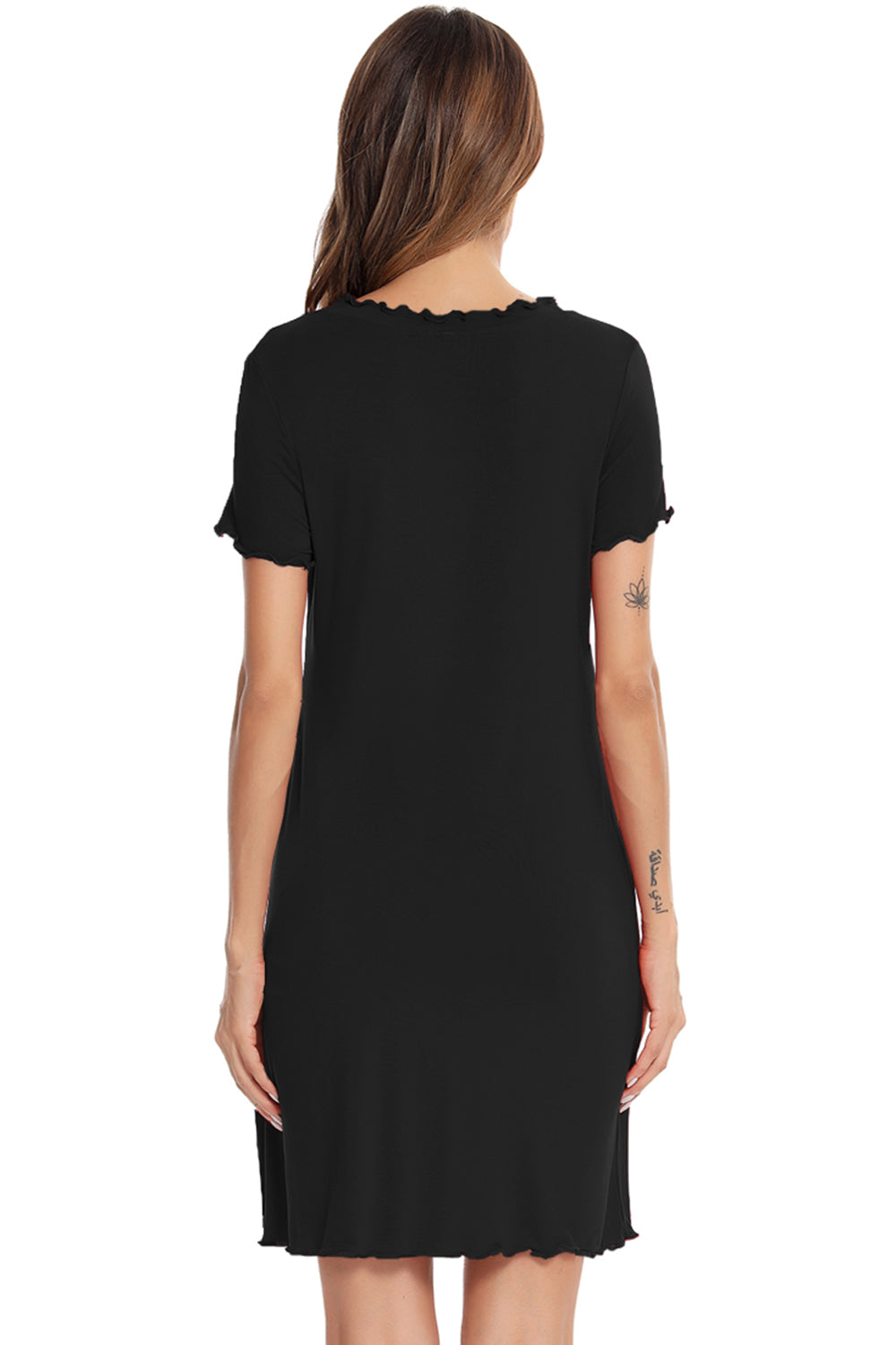 Round Neck Short Sleeve Lounge Dress - felvior