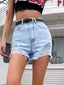 Distressed Raw Hem Denim Shorts