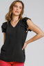 Umgee Full Size V-Neck Double Layered Ruffle Sleeve Blouse Plus Size