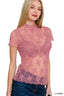 Zenana Lace See-through Layering Short Sleeve Top