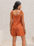 Wide Strap Tie Shoulder Romper