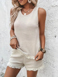 Round Neck Wide Strap Tank and Shorts Set