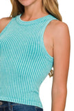 Zenana Ribbed Washed Seamless Tank Top