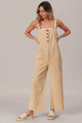 BiBi Washed Denim Buttoned Overall Jumpsuit