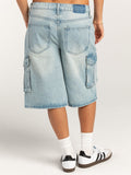 Mid-Rise Waist Denim Shorts with Pockets
