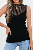 Ribbed Texture Mesh Knit Tank
