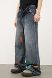 Men's Splash Print Wide Leg Jeans