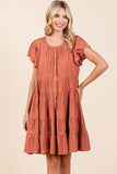 Mittoshop Lace Detail Ruffled Button Down Tiered Dress