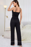 Contrast Trim Cropped Cami and Pants Loungewear Set