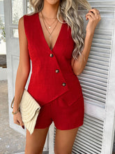 Devine Button Down Sleeveless Top and Shorts Set