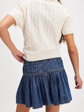 Buttoned Ruffled Mini Denim Skirt