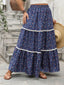 Plus Size Floral Elastic Waist Maxi Skirt
