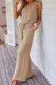 Button Down Vest and Drawstring Wide Leg Pants Set