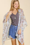 Umgee Full Size Sheer Mixed Print Kimono with Side Slit Plus Size