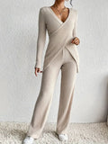 Surplice Long Sleeve Top and Pants Set