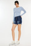 Kancan Mid Rise Button Fly Denim Shorts