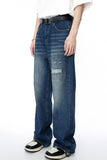 Men's Distressed Applique Straight Jeans