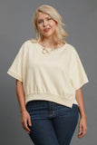 Umgee Full Size Lightweight Cropped Sweatshirt Plus Size