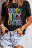 HAPPY EASTER Sequin Bunny Round Neck T-Shirt