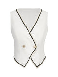 Buttoned Contrast Trim Vest Coat