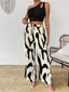 Cutout One Shoulder Top and Printed Pants Set