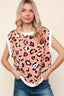 Haptics Leopard Print Dolman Cap Sleeve Knit Top