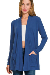 Zenana Slouchy Lightweight Open Front Pocket Cardigan