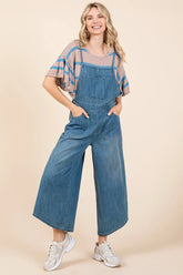 Mittoshop Denim Tie Back Sleeveless Wide Leg Overalls