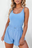 Drawstring Waist Scoop Neck Romper
