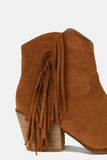 Beast Fashion Suede Fringe Point Toe Ankle Boots