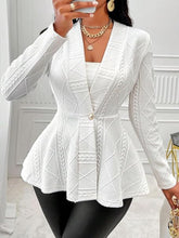 One Button Textured Peplum Cardigan