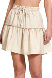 Zenana Tencel Washed Tiered Mini Skirts
