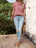Half Button Short Sleeve Top