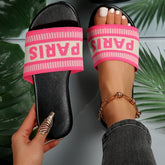 PARIS Letter Open Toe Flat Sandals