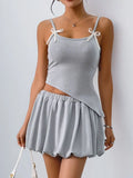 Asymmetrical Bow Cami and Skirt Set