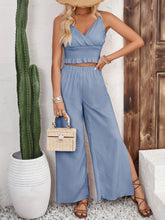 Smocked Surplice Cami and Wide Leg Pants Set