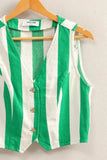 HYFVE Woven Striped V-Neck Button Down Vest