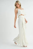 MABLE Crop Cami and Ruffled Wide Leg Pants Set