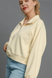 Umgee Full Size Half Zip Cropped Sweatshirt Plus Size