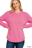 Zenana Full Size Raised Rib Round Neck Long Sleeve Top Plus Size