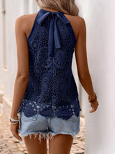 Lace Grecian Neck Tie Back Top