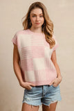 BiBi Checker With Stripes Pattern Sleeveless Sweater