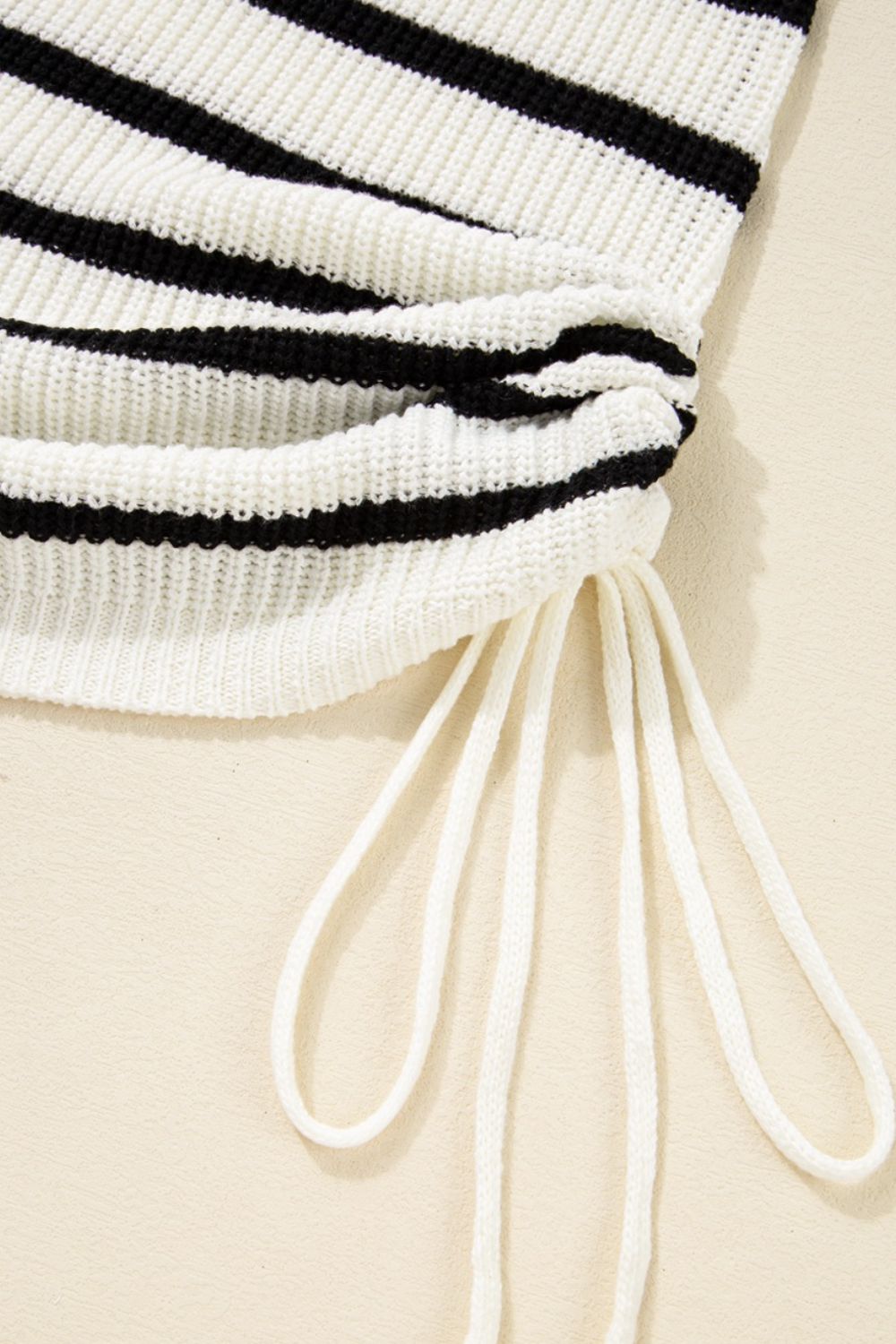 Contrast Striped Drawstring Detail Sleeveless Sweater Dress - felvior