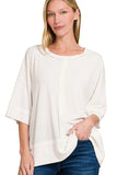 Zenana Ribbed Boat Neck 3/4 Sleeve Top
